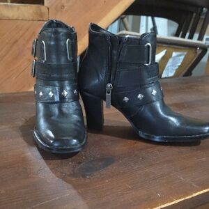 Black Ankle Boots with Buckle Detail